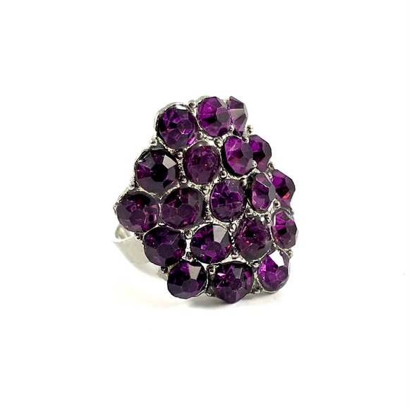 Jewelry - Pretty Purple Rhinestone Adjustable Ring Size 8